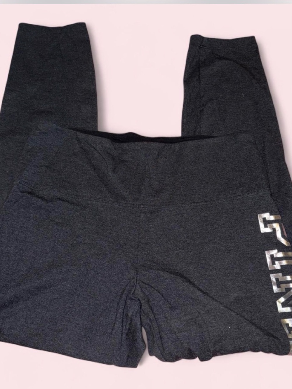PINK Victoria's Secret Black High-Waist Leggings with Side Logo